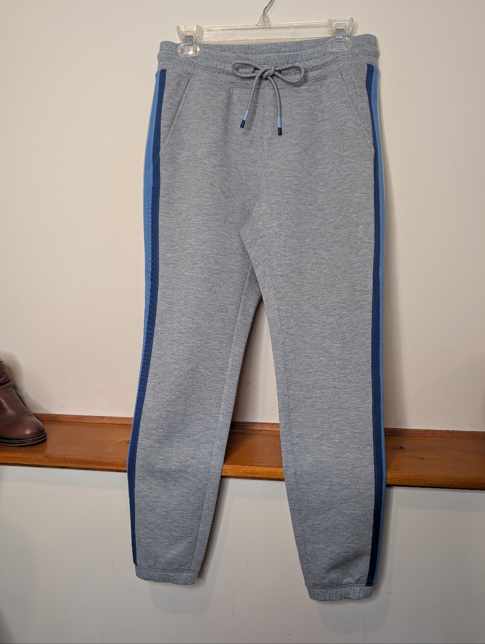 Southern Tide Jogger Sweatpants Gray Blue Side Stripe S Fleece